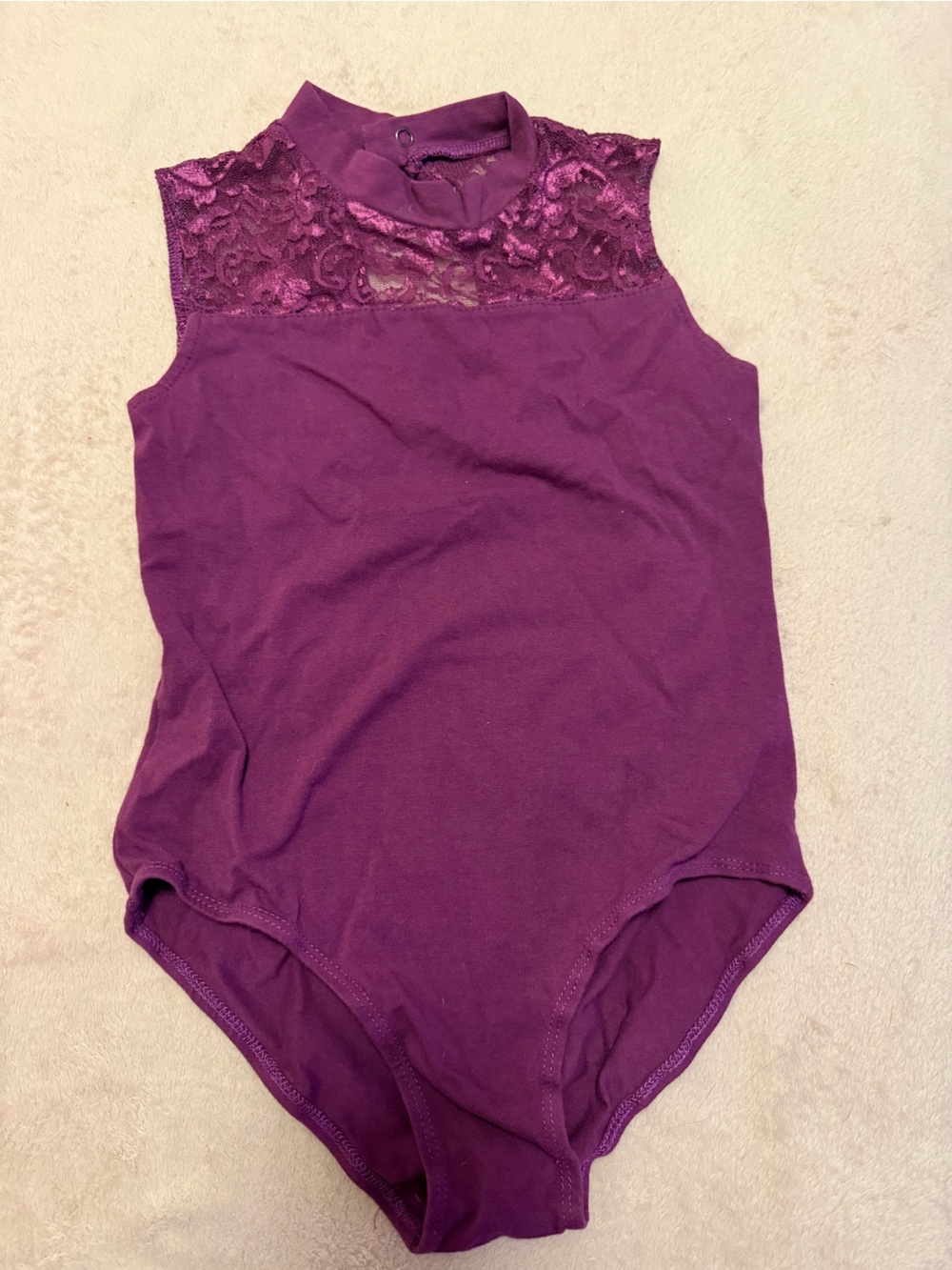 Lace-Trim Loetard in Deep Plum